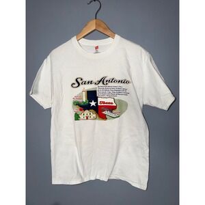 Hanes San Antonio Texas Graphic T Shirt White Short Sleeve Top M/M‎